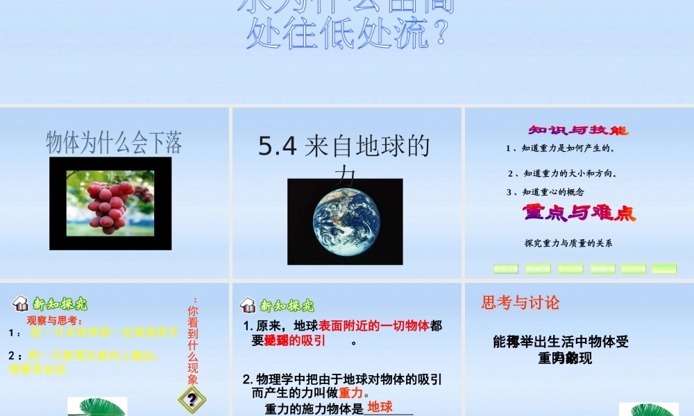 八年级物理 5.4来自地球的力课件 沪科版 课件