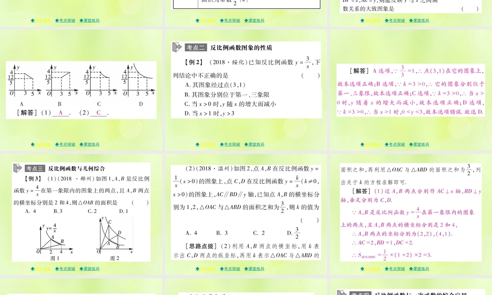 中考数学总复习 第一部分 考点梳理 第三章 函数及其图象 第12课时 反比例函数课件