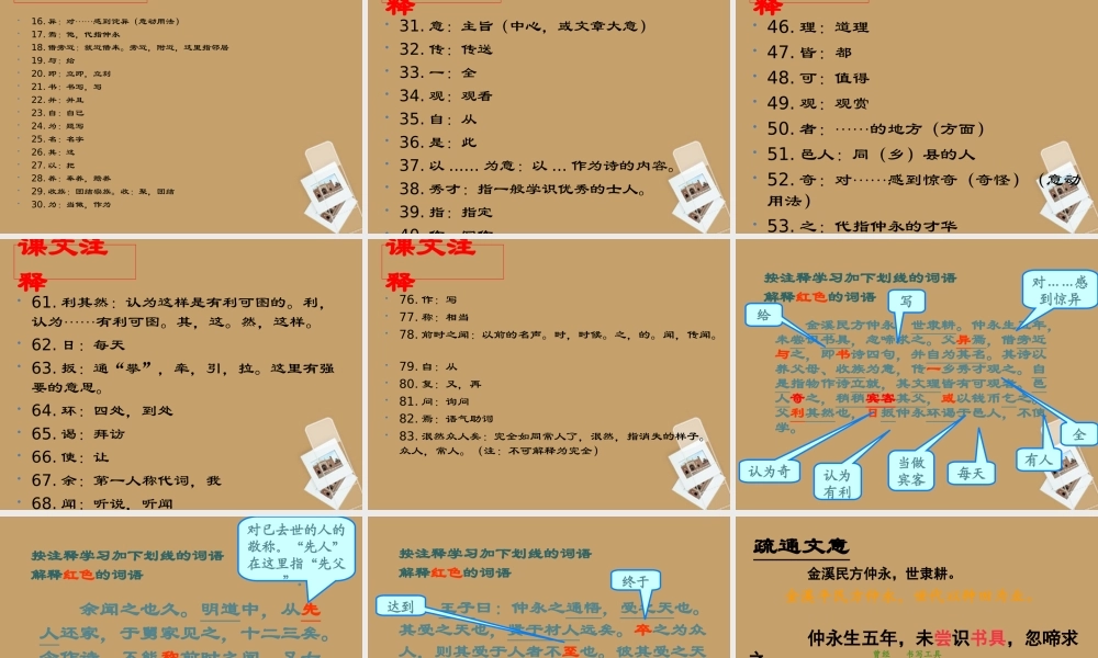 中学七年级语文(伤仲永)课件