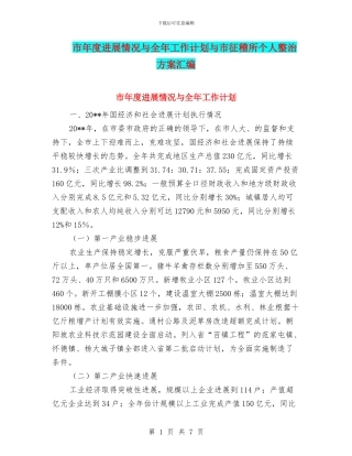 市年度发展情况与全年工作计划与市征稽所个人整治方案汇编