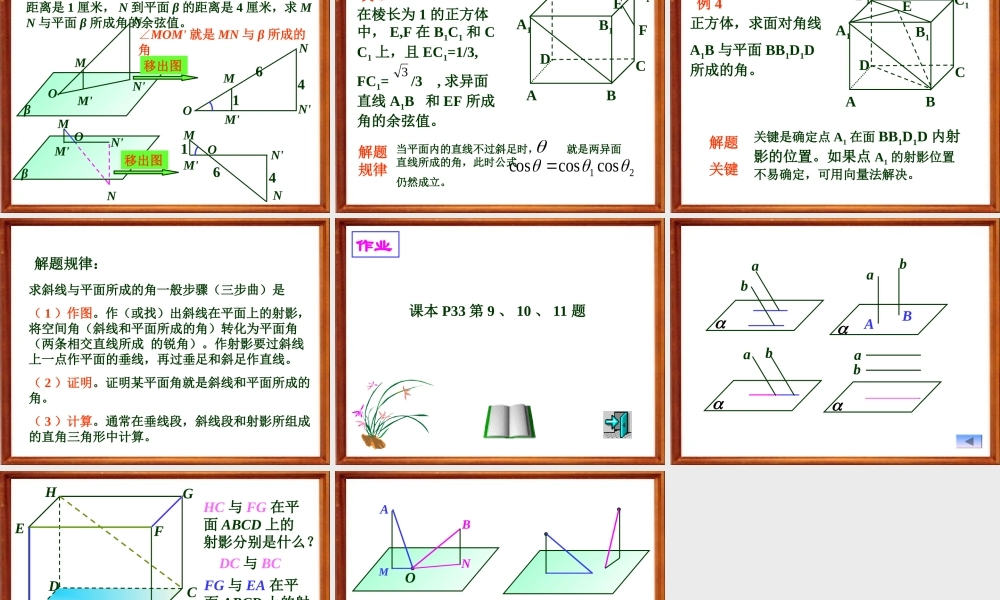 射影及直线和平面所成的角1.4 高二立体几何直线和平面垂直ppt课件大全一 高二立体几何直线和平面垂直ppt课件大全一