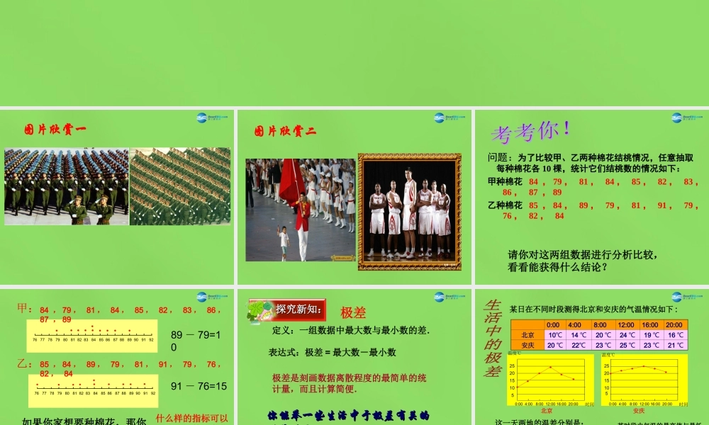 八年级数学下册(.2 数据的离散程度)课件1 (新版)沪科版 课件