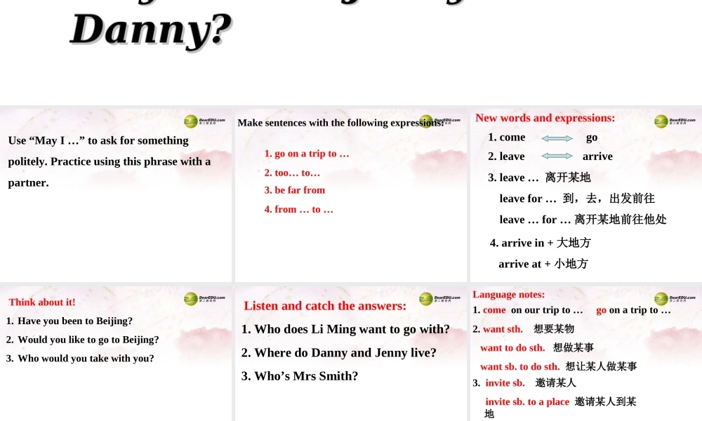 中学七年级英语下册 Lesson 2 May I Invite Jenny and Danny？课件 冀教版 课件