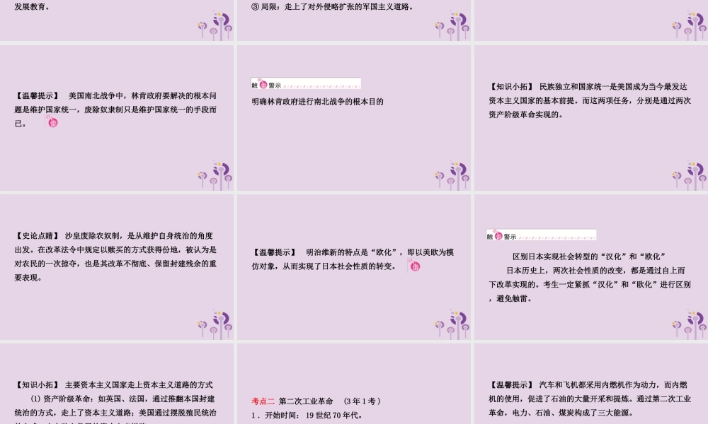 中考历史备战复习 世界史 第十九单元 资产阶九年级统治的加强与垄断资本主义时代的世界课件