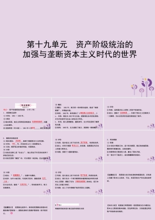 中考历史备战复习 世界史 第十九单元 资产阶九年级统治的加强与垄断资本主义时代的世界课件