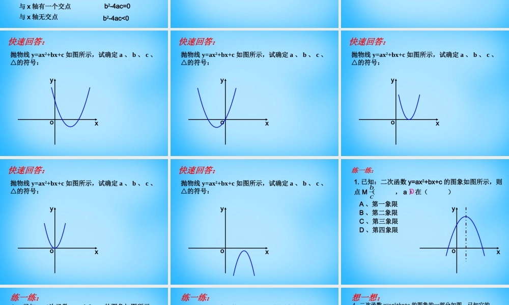 九年级数学上册 二次函数中的符号问题课件 (新版)新人教版 课件