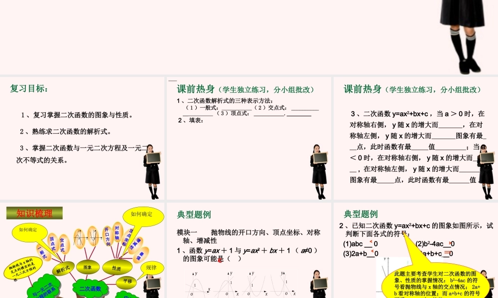 九年级数学下册 二次函数的图象与性质复习课件 青岛版 课件