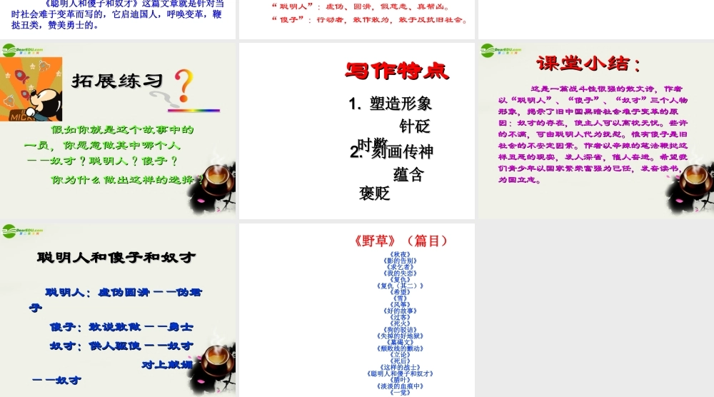 八年级语文下册(聪明人和傻子和奴才)课件1 长春版 课件