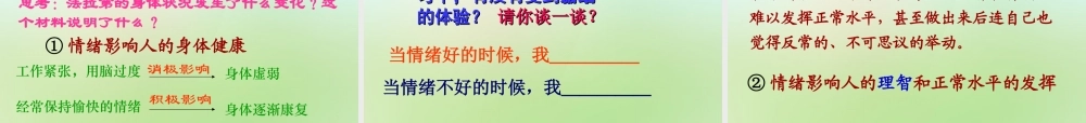 中学七年级政治上册 第六课 第1框 丰富多样的情绪课件 新人教版 课件