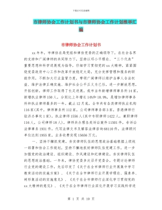 市律师协会工作计划书与市律师协会工作计划推荐汇编