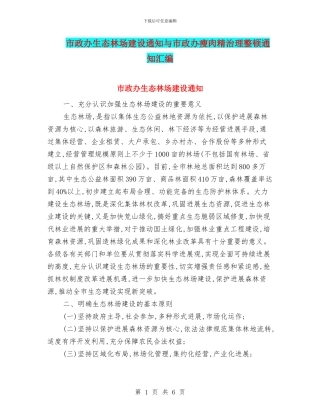 市政办生态林场建设通知与市政办瘦肉精治理整顿通知汇编