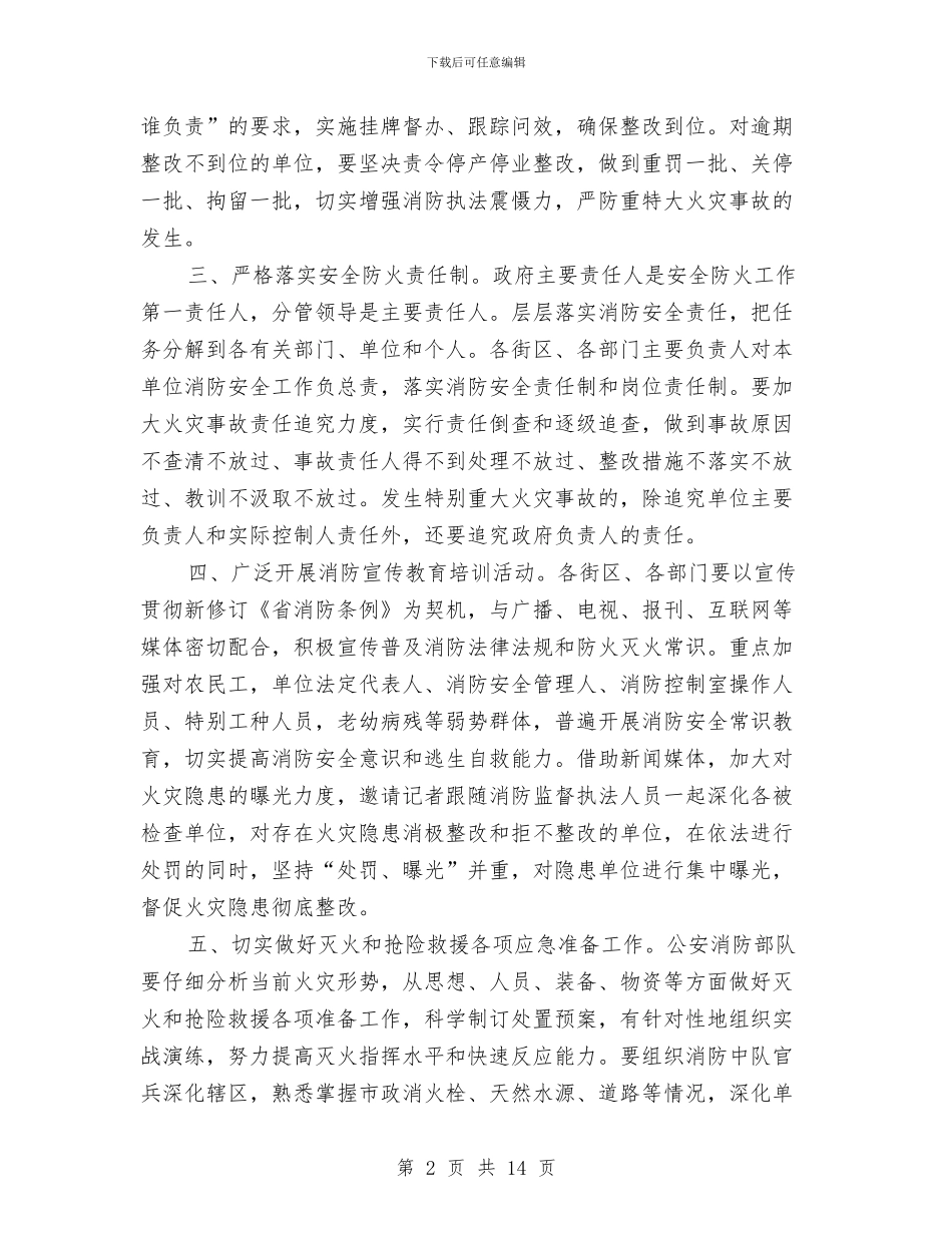 市政办防火工作通知与市政办防震减灾规划通知汇编_第2页