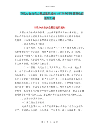 市政办食品安全基层建设通知与市政务网站管理检查通知汇编