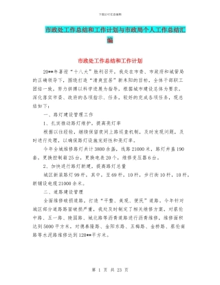 市政处工作总结和工作计划与市政局个人工作总结汇编