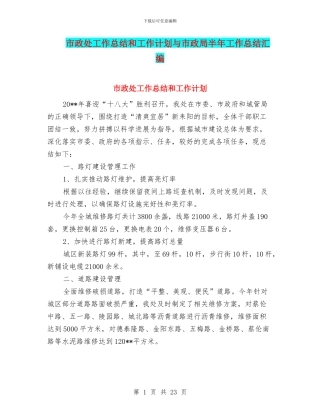 市政处工作总结和工作计划与市政局半年工作总结汇编