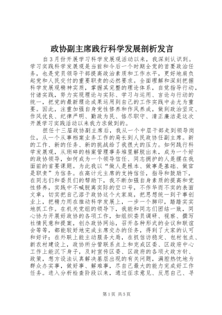 政协副主席践行科学发展剖析发言