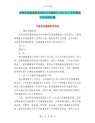 市教育部健康教育规划与市整规办2024年上半年整规工作总结汇编
