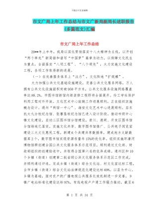 市文广局上年工作总结与市文广新局副局长述职报告汇编