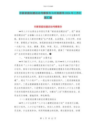 市新家庭创建活动考察报告与市旅游局2024年工作汇报汇编
