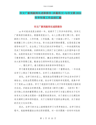 市文广新局副局长述职报告与市文联2024年半年度工作总结汇编