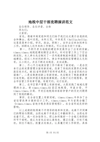 地税中层干部竞聘演讲范文