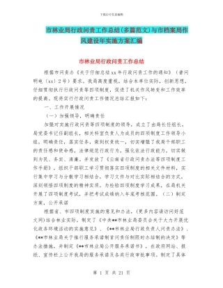 市林业局行政问责工作总结与市档案局作风建设年实施方案汇编