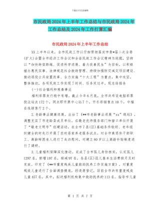 市民政局2024年上半年工作总结与市民政局2024年工作总结及2024年工作打算汇编