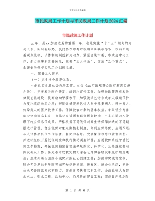 市民政局工作计划与市民政局工作计划2024汇编