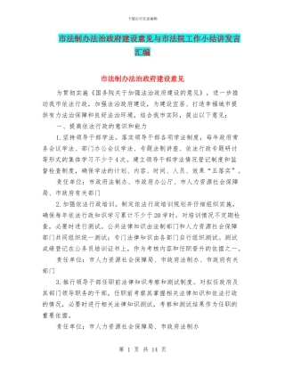 市法制办法治政府建设意见与市法院工作小结讲发言汇编