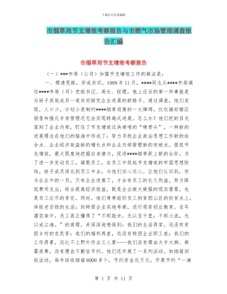 市烟草局节支增效考察报告与市燃气市场管理调查报告汇编