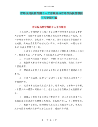 市环保局扶贫帮困个人工作规划与市环保局扶贫帮困工作安排汇编