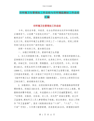 市环境卫生管理处工作总结与市环境监测站工作总结汇编