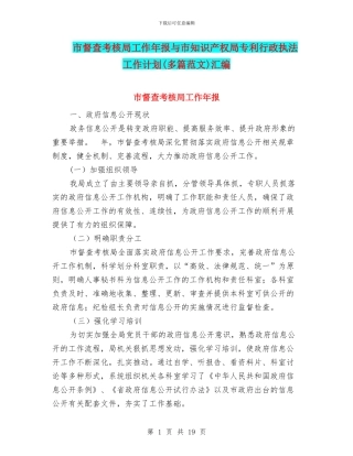 市督查考核局工作年报与市知识产权局专利行政执法工作计划汇编