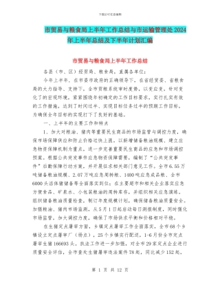 市贸易与粮食局上半年工作总结与市运输管理处2024年上半年总结及下半年计划汇编