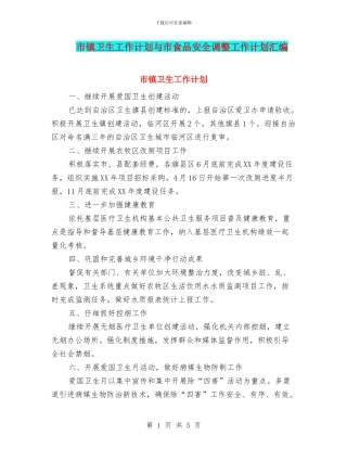 市镇卫生工作计划与市食品安全调整工作计划汇编