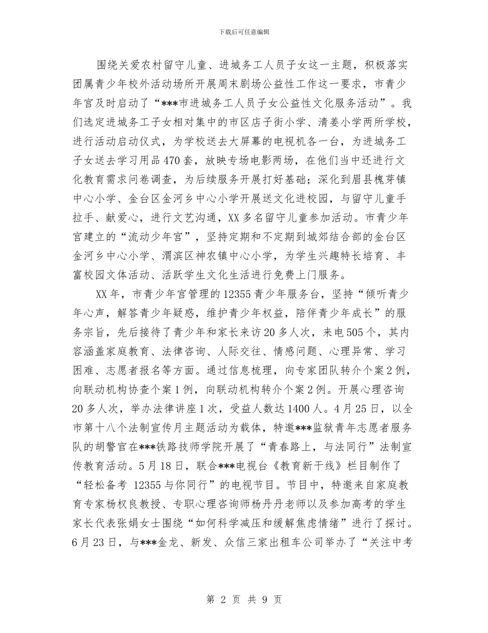 市青少年宫工作总结与市领导在五一座谈会会上的讲话汇编_第2页