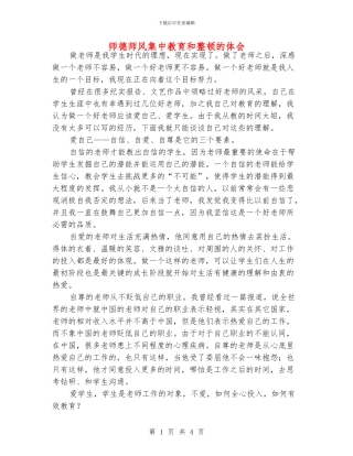 师德师风集中教育和整顿的体会