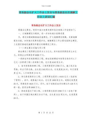 常务副会长扩大工作会上发言与常务副县长在调解工作会上讲话汇编