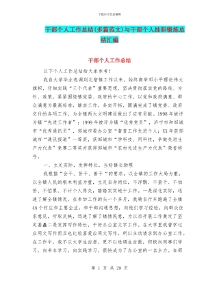 干部个人工作总结与干部个人挂职锻炼总结汇编