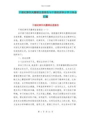 干部纪律作风整顿自查报告与干部经济审计学习体会汇编