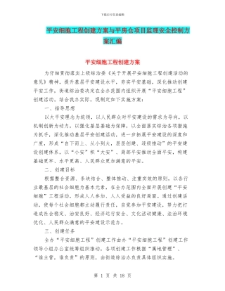 平安细胞工程创建方案与平房仓项目监理安全控制方案汇编