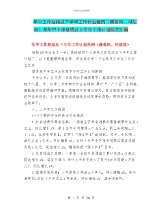 年中工作总结及下半年工作计划范例与年中工作总结及下半年工作计划范文汇编