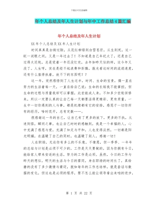 年个人总结及年人生计划与年中工作总结4篇汇编