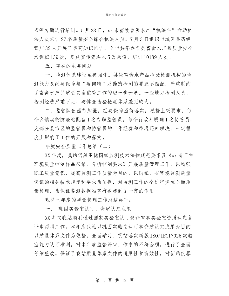 年度安全质量工作总结与年度审计工作总结汇编_第3页