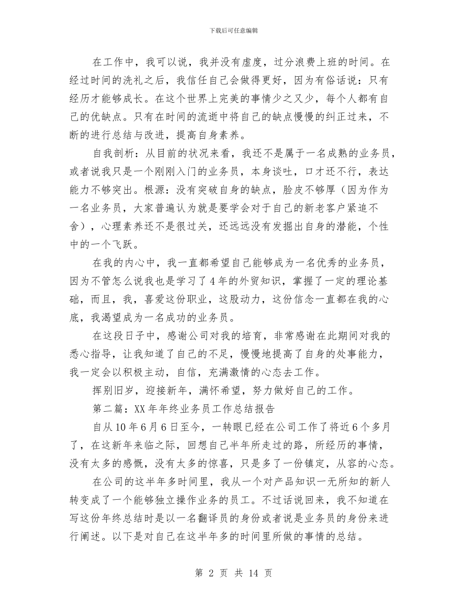 年终业务员工作总结报告与年终个人审计工作总结汇编_第2页