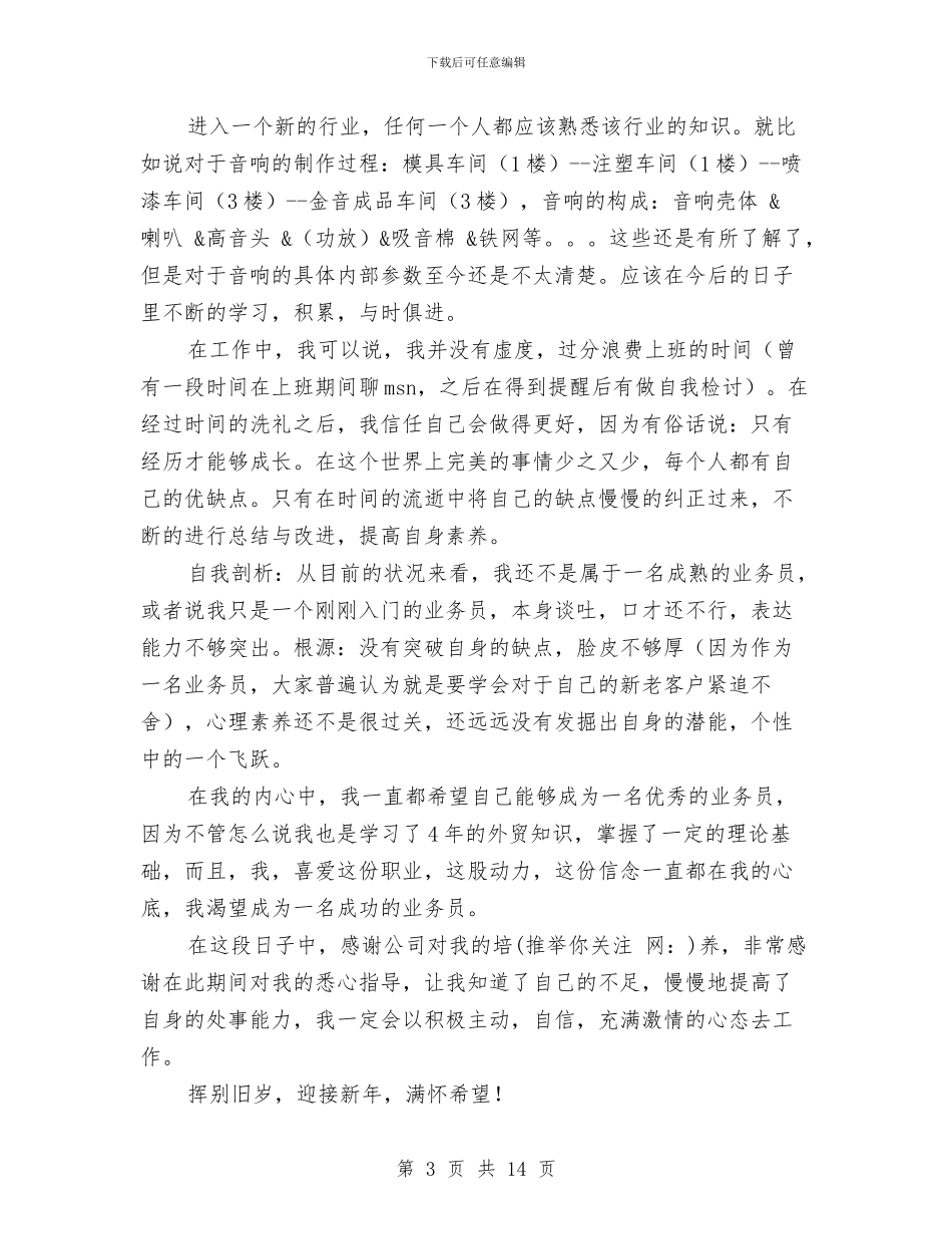 年终业务员工作总结报告与年终个人审计工作总结汇编_第3页