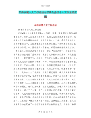年终乡镇人大工作总结与年终公务员个人工作总结汇编