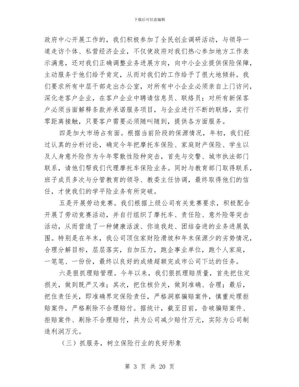 年终工作总结保险公司与年终工作总结写作格式范例汇编_第3页