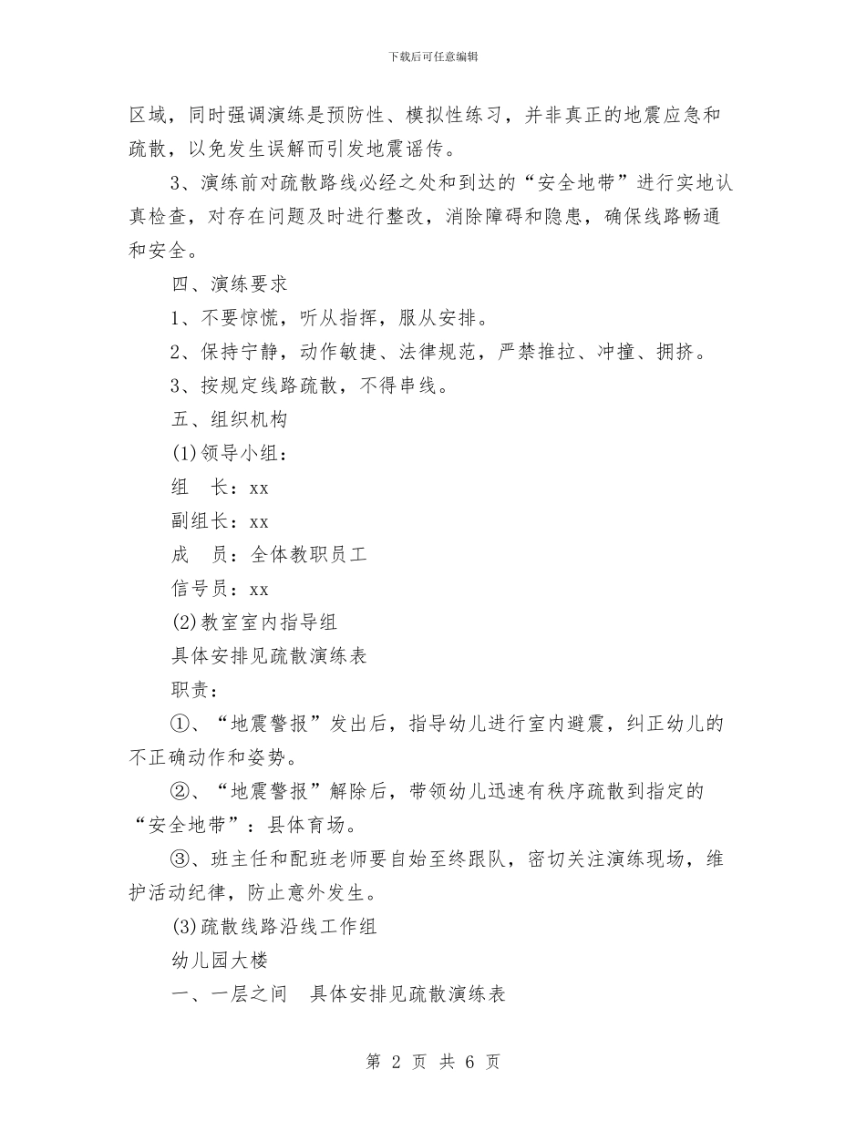 幼儿园地震疏散演练工作方案与幼儿园培训园务工作计划汇编_第2页