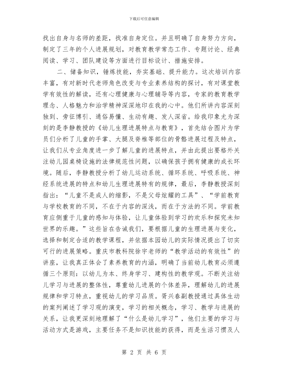 幼儿园学科带头人置换脱产研修心得与幼儿园学科教学计划汇编_第2页